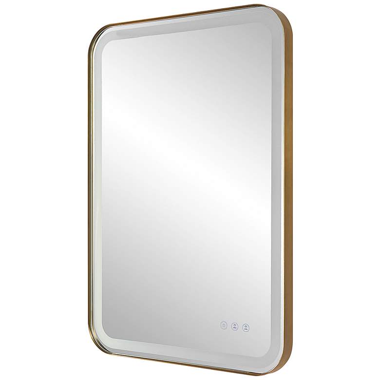 Image 5 Uttermost Crofton Brass 22.3 inch x 32.3 inch Lighted LED Vanity Mirror more views