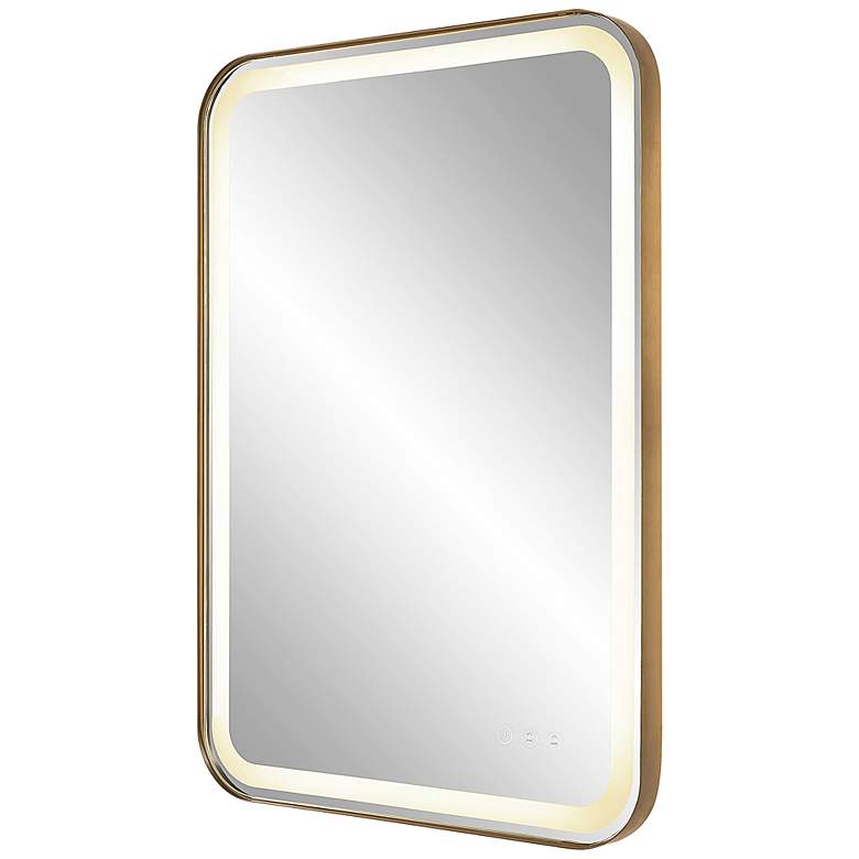 Image 6 Uttermost Crofton Brass 22.3 inch x 32.3 inch Lighted LED Vanity Mirror more views