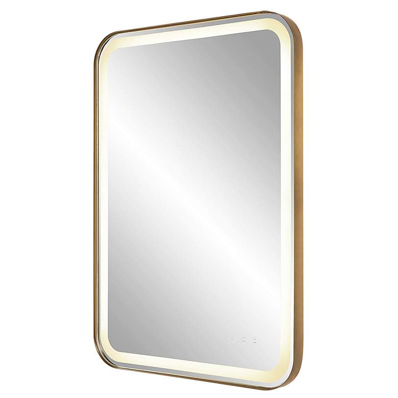 Image 7 Uttermost Crofton Brass 22.3 inch x 32.3 inch Lighted LED Vanity Mirror more views