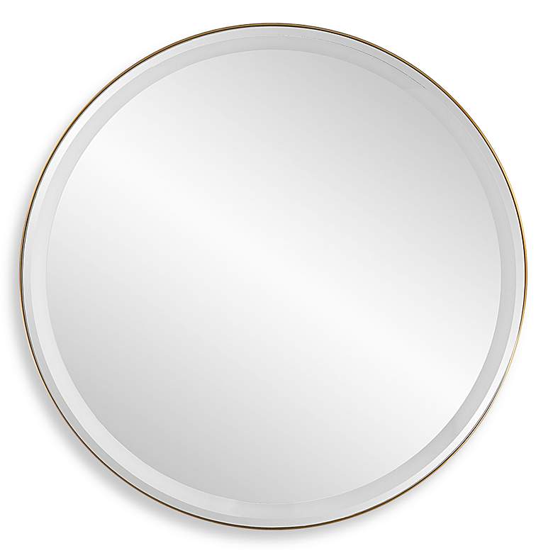 Image 3 Uttermost Crofton Brass 32" Round Lighted LED Round Mirror