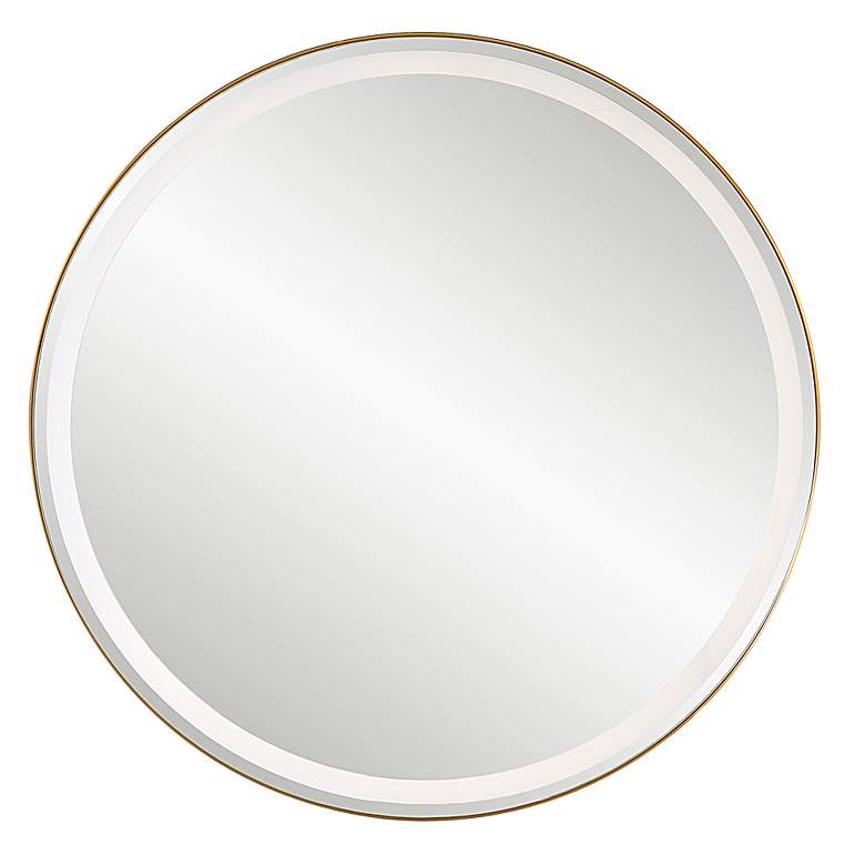 Image 7 Uttermost Crofton Brass 32" Round Lighted LED Round Mirror more views