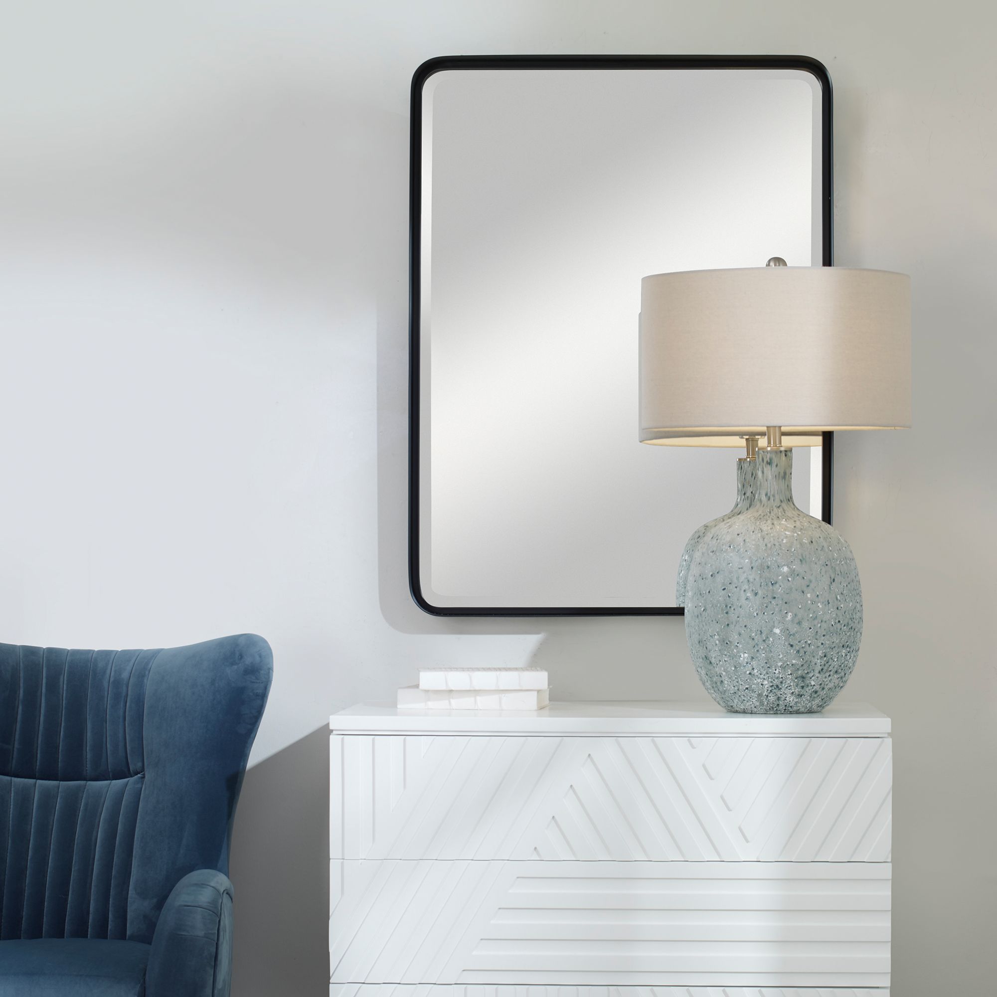 Image 7 Uttermost Crofton Satin Black 30" x 40" Wall Mirror more views