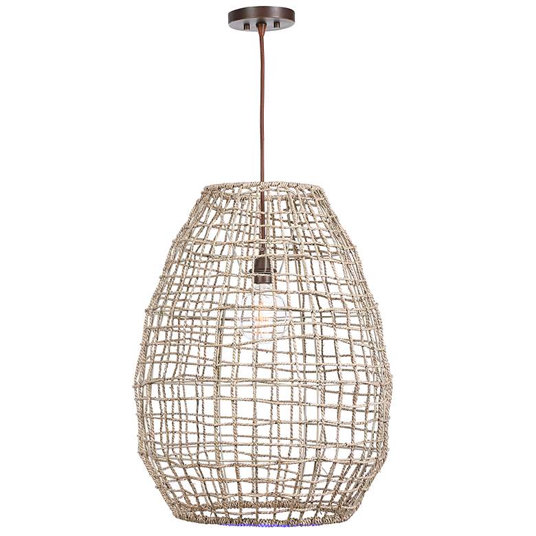 Image 3 Uttermost Cross 24" Wide Natural Sea Grass Pendant Light