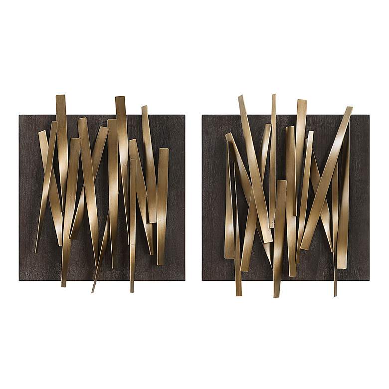 Image 2 Uttermost Crosshatch 24" High 2-Piece Metal Wall Decor Set