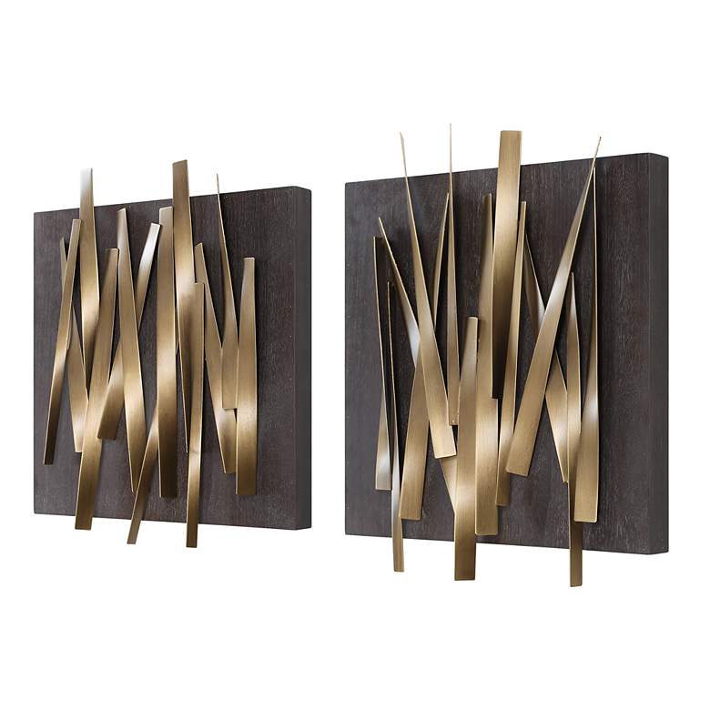 Image 4 Uttermost Crosshatch 24" High 2-Piece Metal Wall Decor Set more views