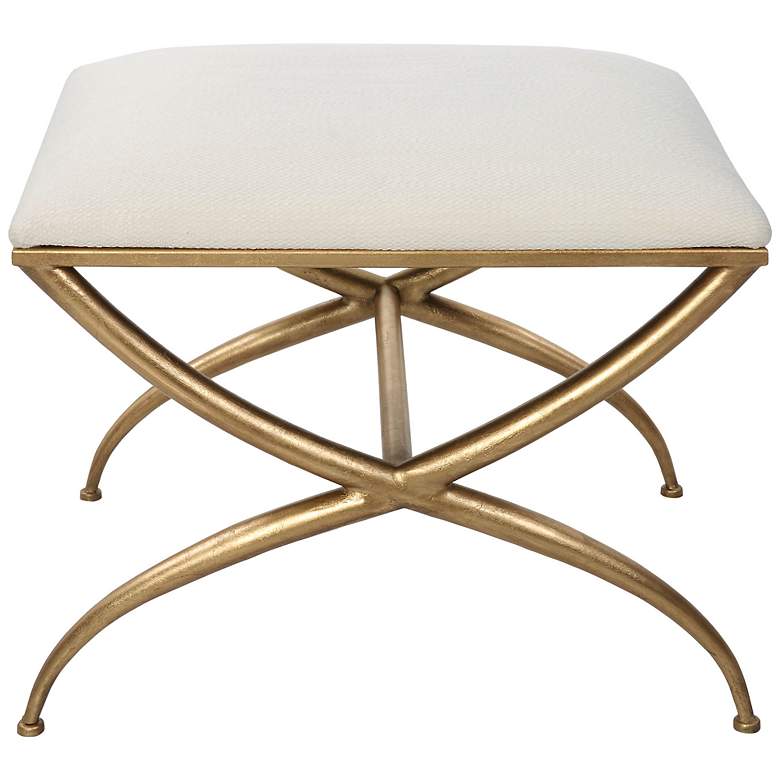 Image 2 Uttermost Crossing 23 1/2" Wide White Fabric Small Bench