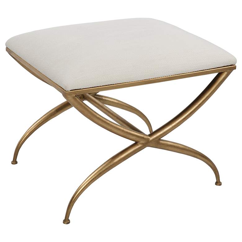 Image 5 Uttermost Crossing 23 1/2" Wide White Fabric Small Bench more views