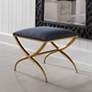 1_Uttermost Crossing 24" Wide Navy Blue Fabric Small Bench