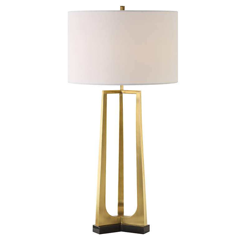Image 2 Uttermost Crossroads Plated Antique Brass Metal Table Lamp