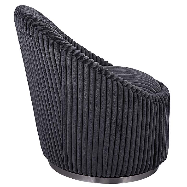 Image 6 Uttermost Crue Fluted Gunmetal Chenille Swivel Chair more views