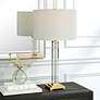 1_Uttermost Crystal Column 28" High Antique Brass Plated Table Lamp