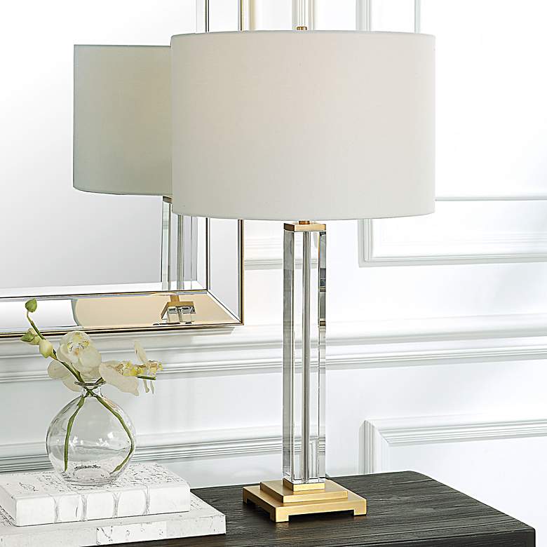 Image 1 Uttermost Crystal Column 28" High Table Lamp