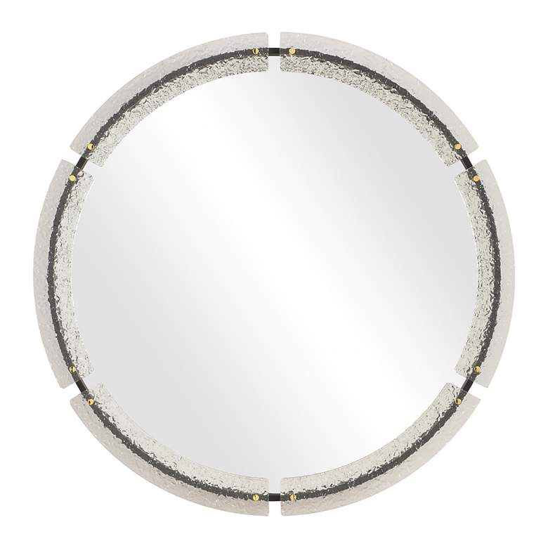 Image 2 Uttermost Crystalline Black 37 3/4" Round Wall Mirror