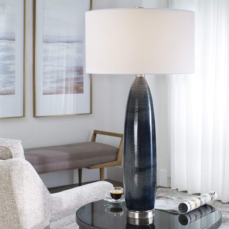 Image 1 Uttermost Cullen 35" Blue-Gray Ceramic Table Lamp