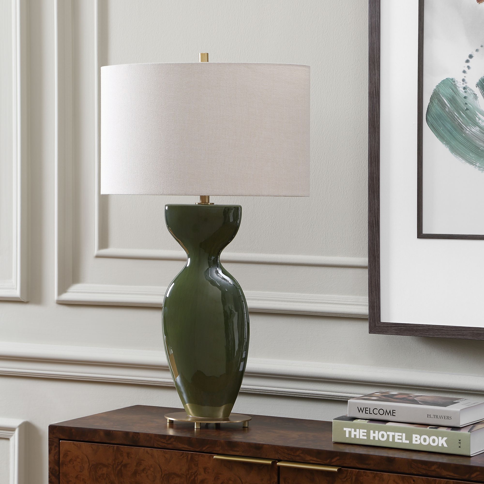 Image 3 Uttermost Curhan 29" Green Ceramic Table Lamp more views