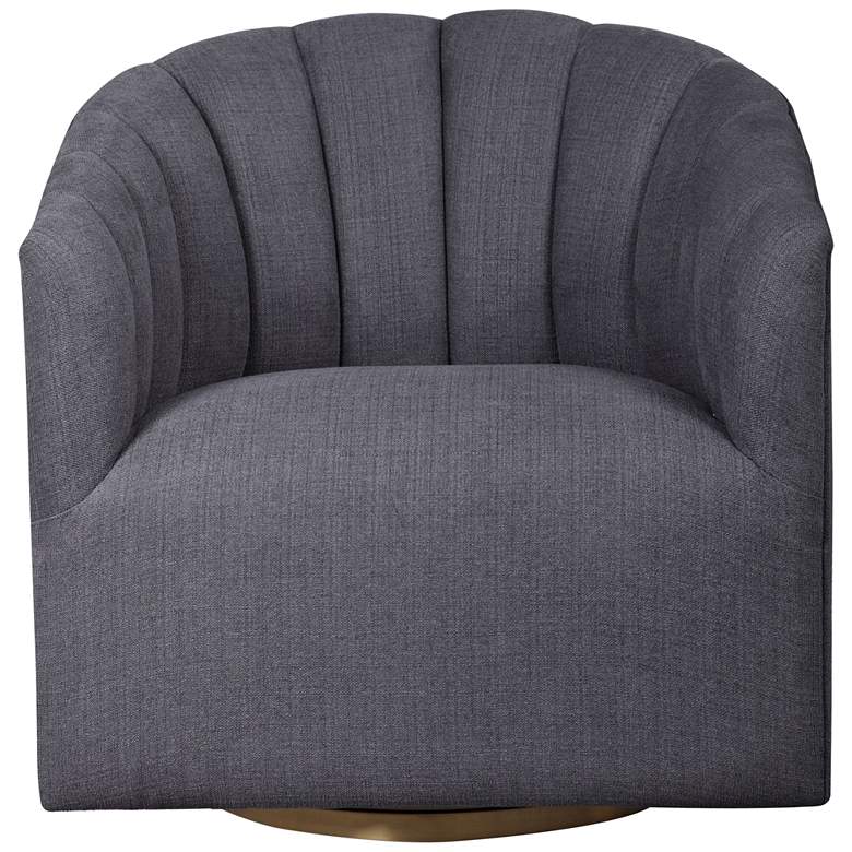 Image 2 Uttermost Cuthbert 31" Wide Light Charcoal Gray Tufted Swivel Chair