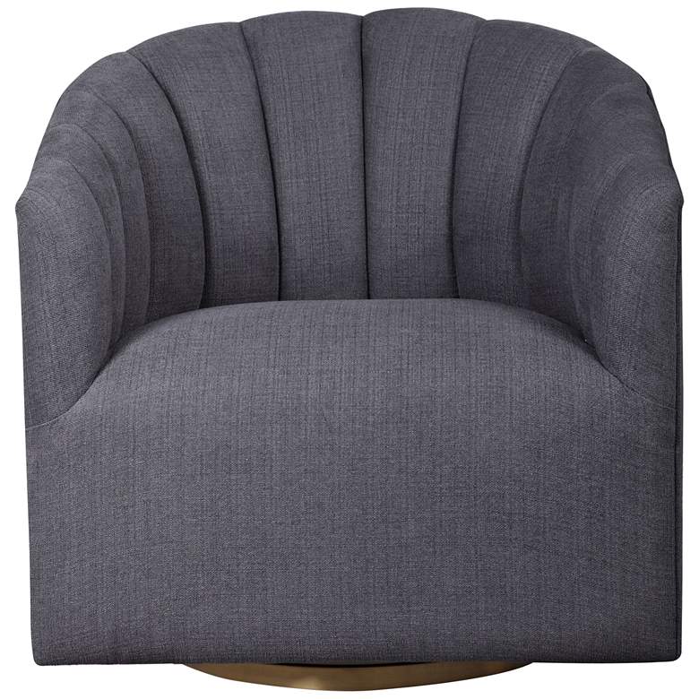Image 2 Uttermost Cuthbert Light Charcoal Gray Tufted Swivel Chair