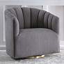 Uttermost Cuthbert Light Charcoal Gray Tufted Swivel Chair