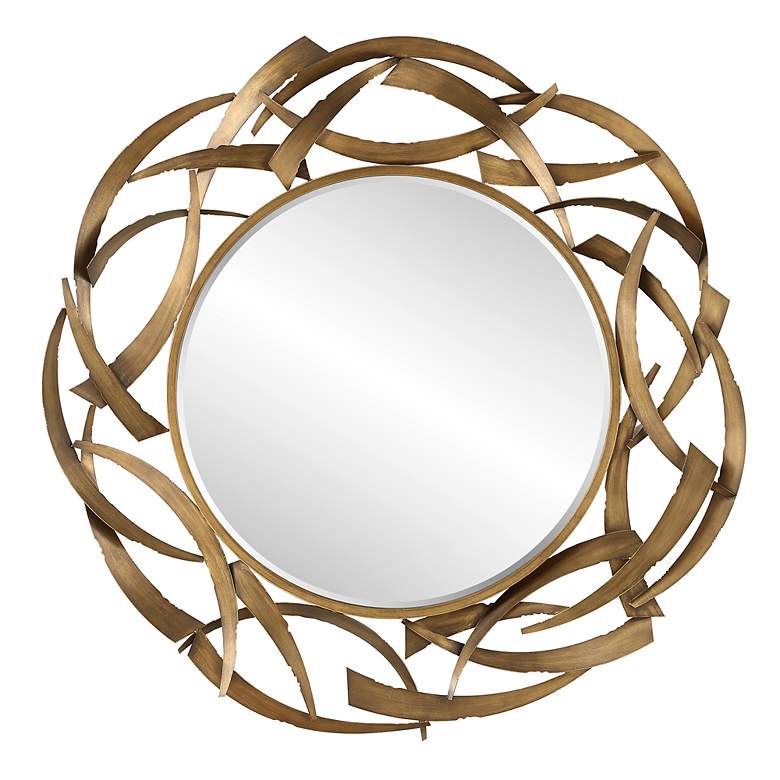 Image 3 Uttermost Cutting Edge Golden Bronze 55" Round Wall Mirror