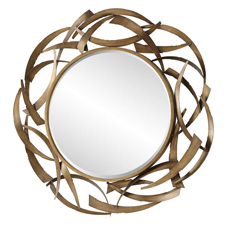 Image 4 Uttermost Cutting Edge Golden Bronze 55" Round Wall Mirror more views