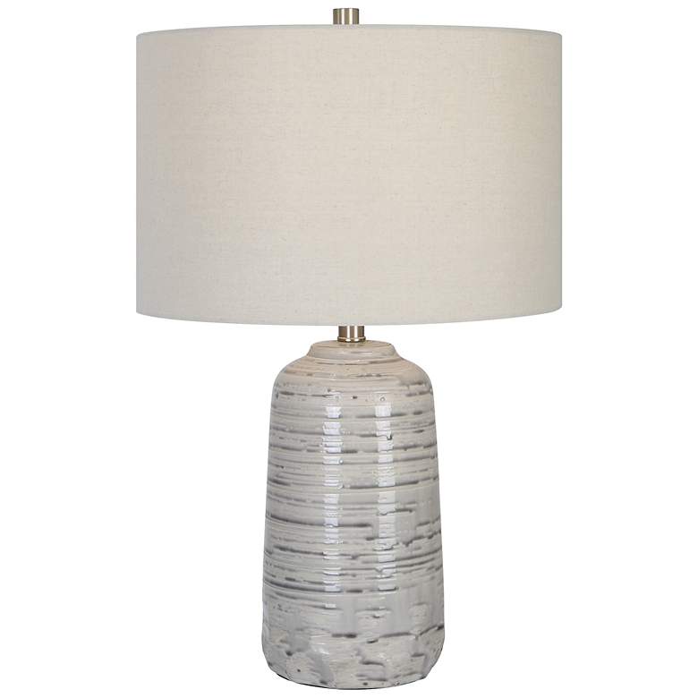 Image 2 Uttermost Cyclone 24 3/4" Ivory and Gray Modern Ceramic Table Lamp