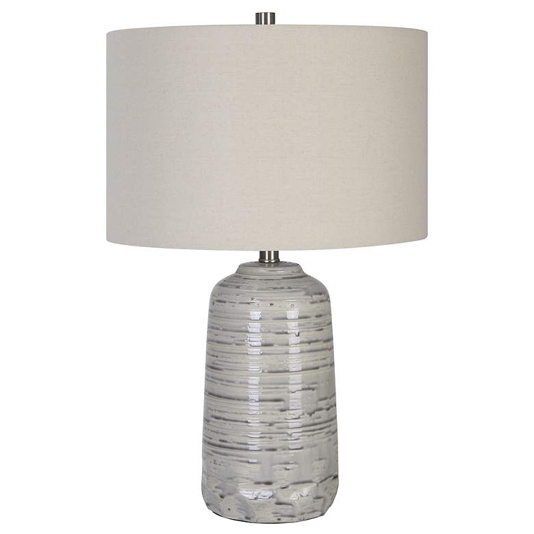 Image 4 Uttermost Cyclone 24 3/4" Ivory and Gray Modern Ceramic Table Lamp more views