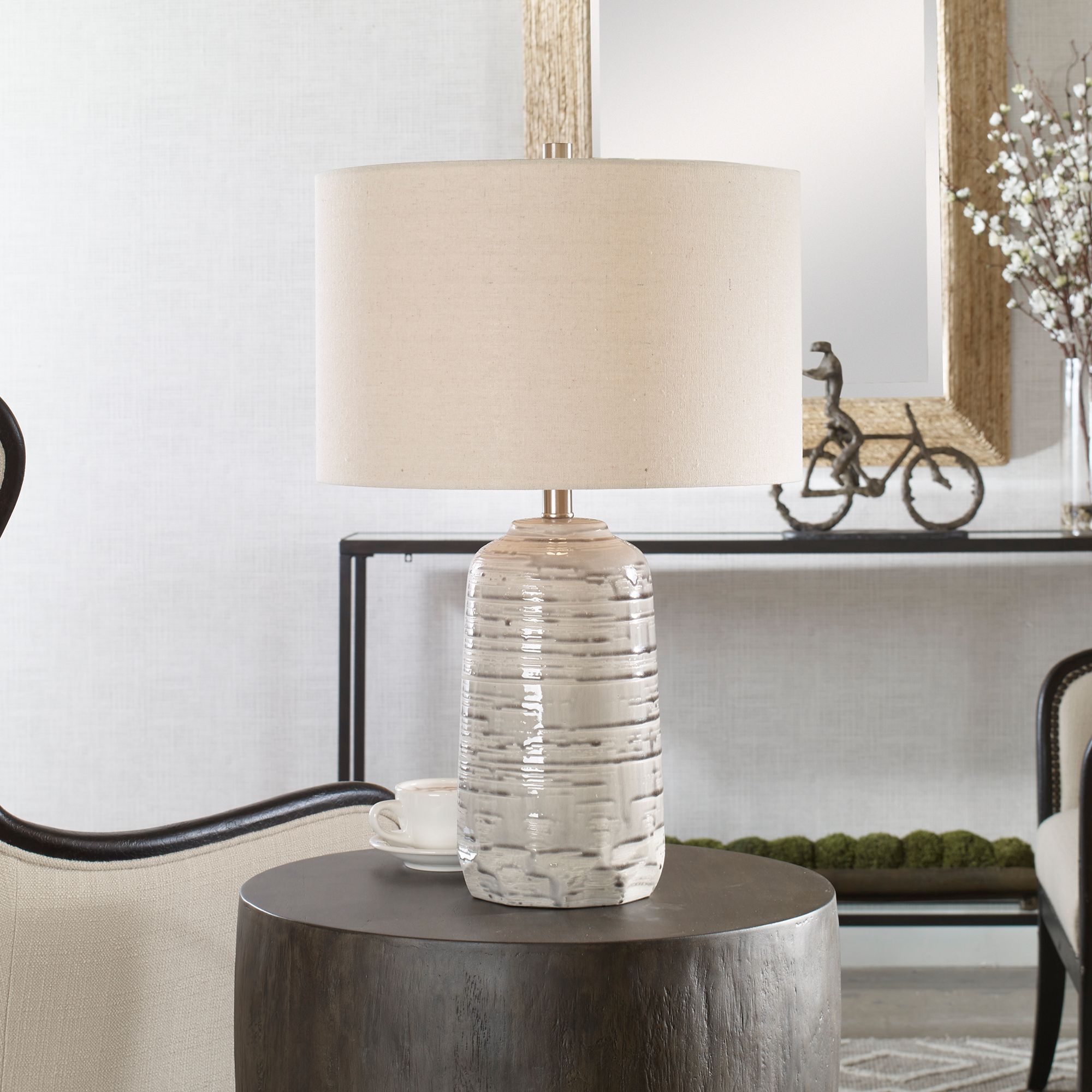 Uttermost Cyclone 24 3/4" Ivory and Gray Modern Ceramic Table Lamp