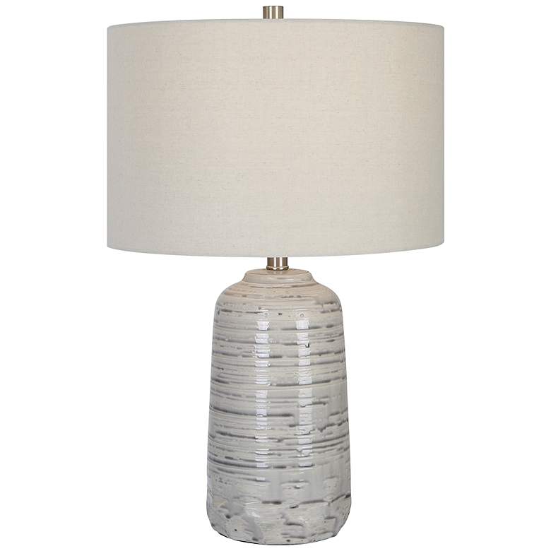 Image 2 Uttermost Cyclone Ivory and Gray Modern Ceramic Table Lamp