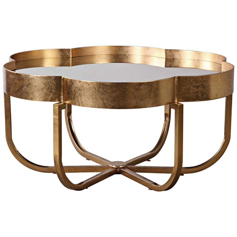 Image 1 Uttermost Cydney Gold Leaf and Clear Mirror Coffee Table