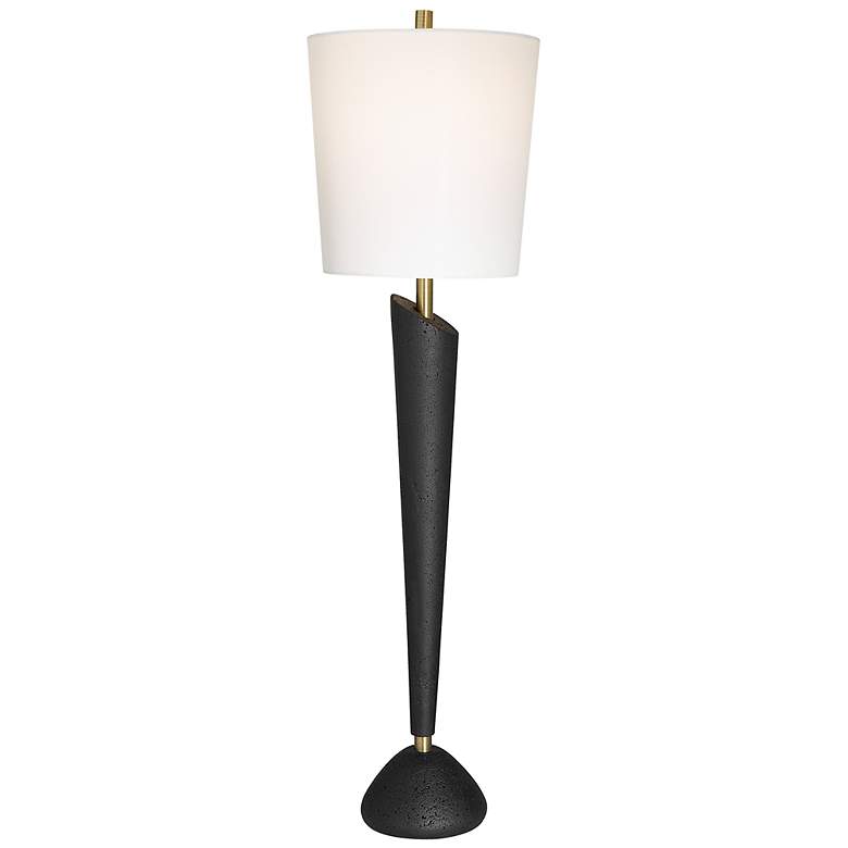 Image 2 Uttermost Cypher Cast Black Stone Buffet Table Lamp