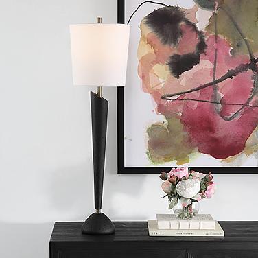 Uttermost Cypher Cast Black Stone Buffet Table Lamp