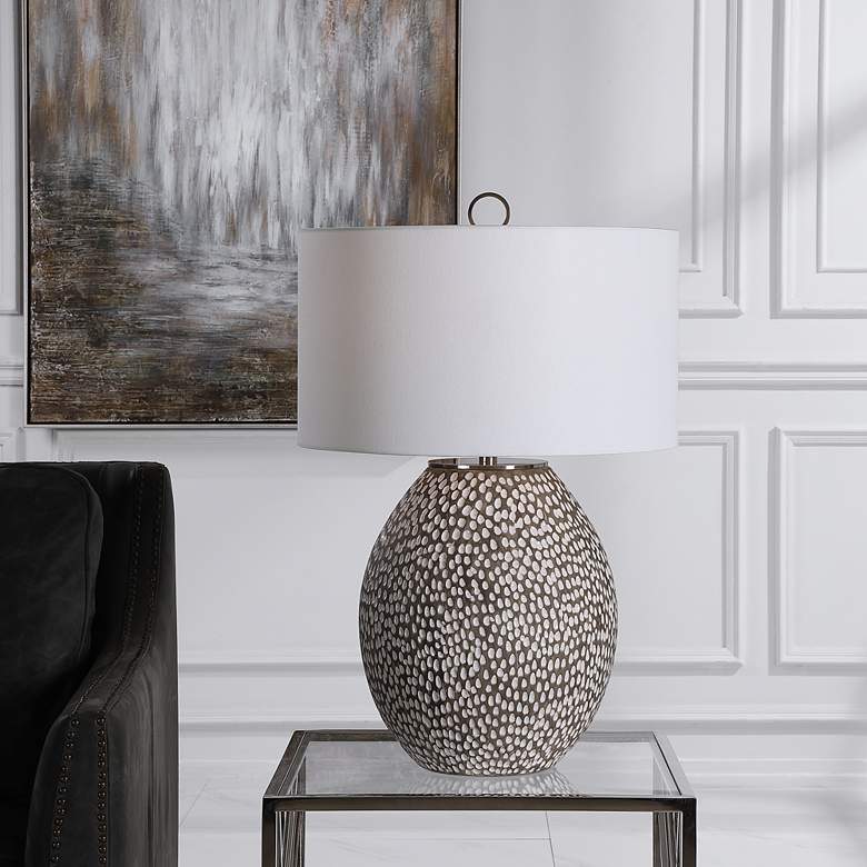 Image 7 Uttermost Cyprien 27 1/4 inch Gray and Crackled White Ceramic Table Lamp more views