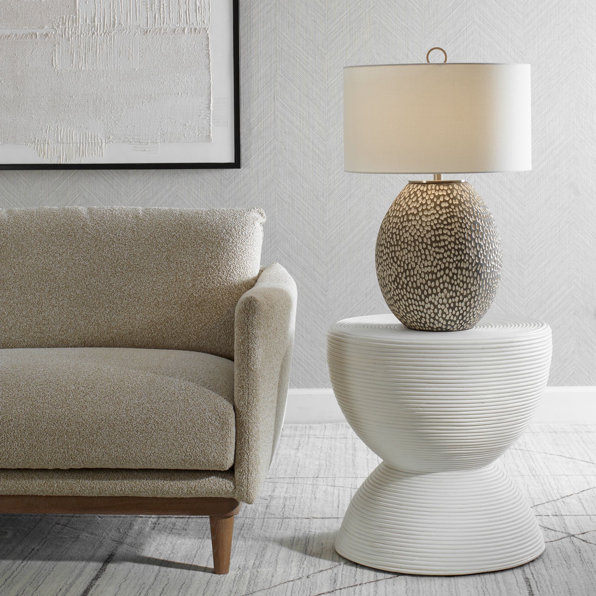 Uttermost Cyprien 27 1/4" Gray and Crackled White Ceramic Table Lamp
