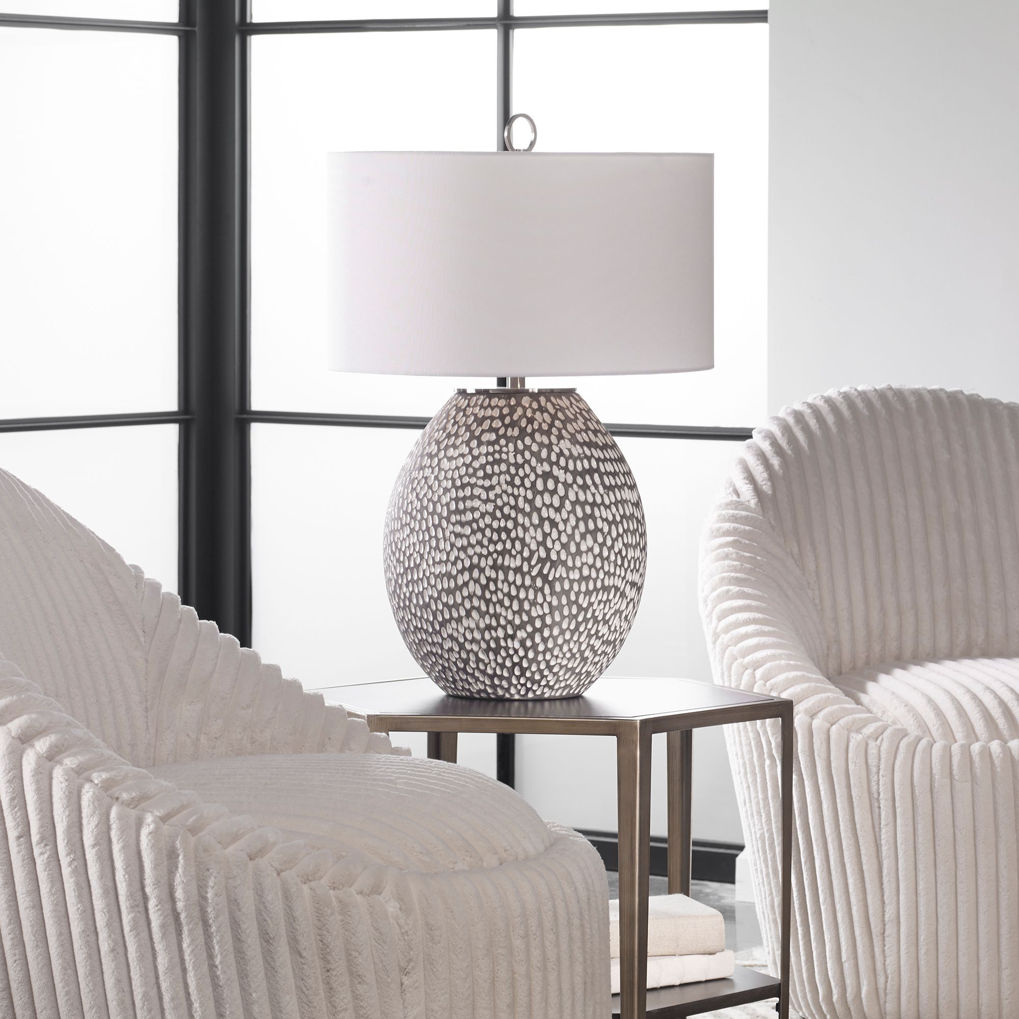 Uttermost Cyprien 27 1/4" Gray and Crackled White Ceramic Table Lamp