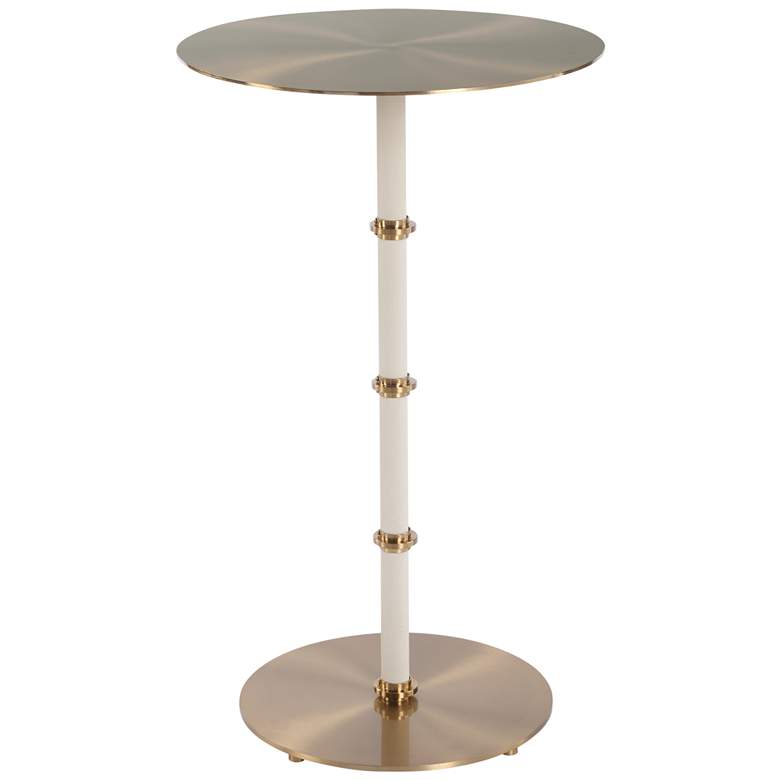 Image 2 Uttermost Cyprus 24" H x 14" W Brass and White Accent Table