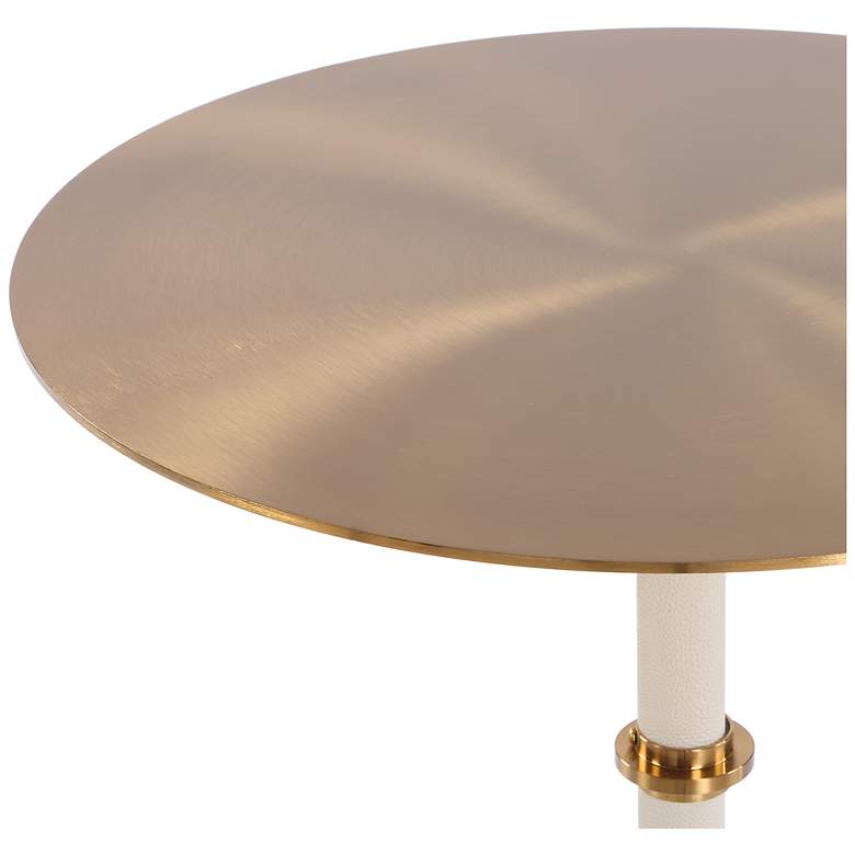 Image 3 Uttermost Cyprus 24" H x 14" W Brass and White Accent Table more views