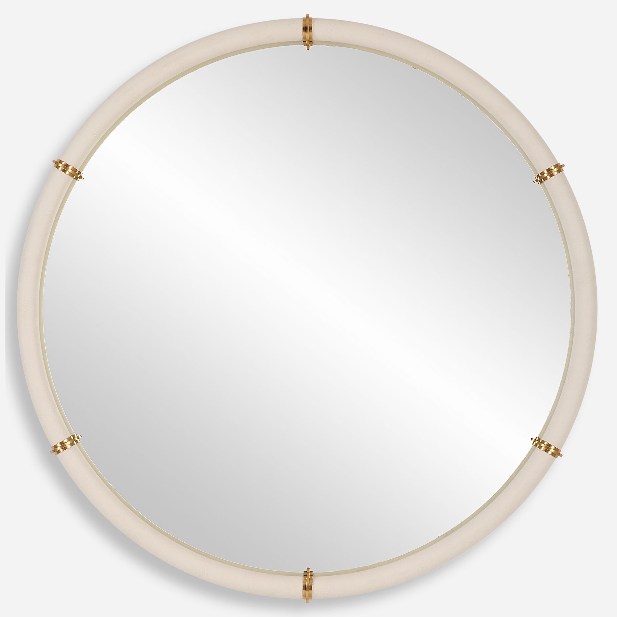 Image 2 Uttermost Cyprus 43" Round White and Brass Mirror