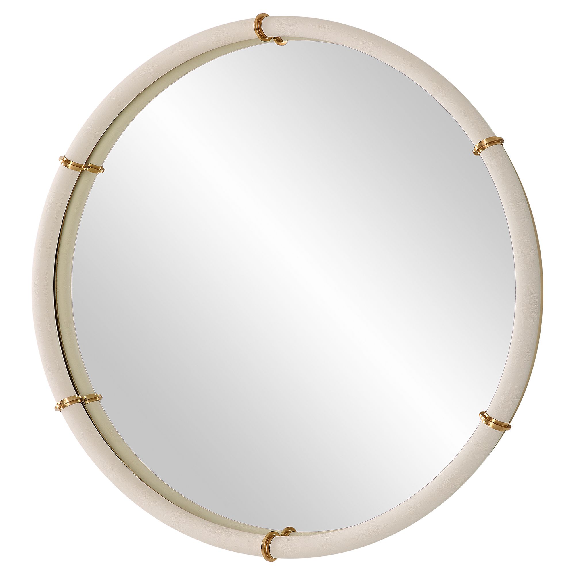 Image 4 Uttermost Cyprus 43" Round White and Brass Mirror more views