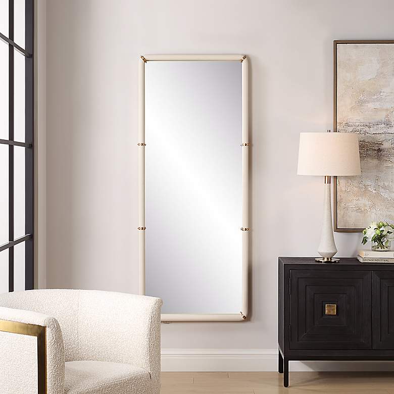 Image 2 Uttermost Cyprus 72"H Faux Shagreen Rectangular Wall Mirror