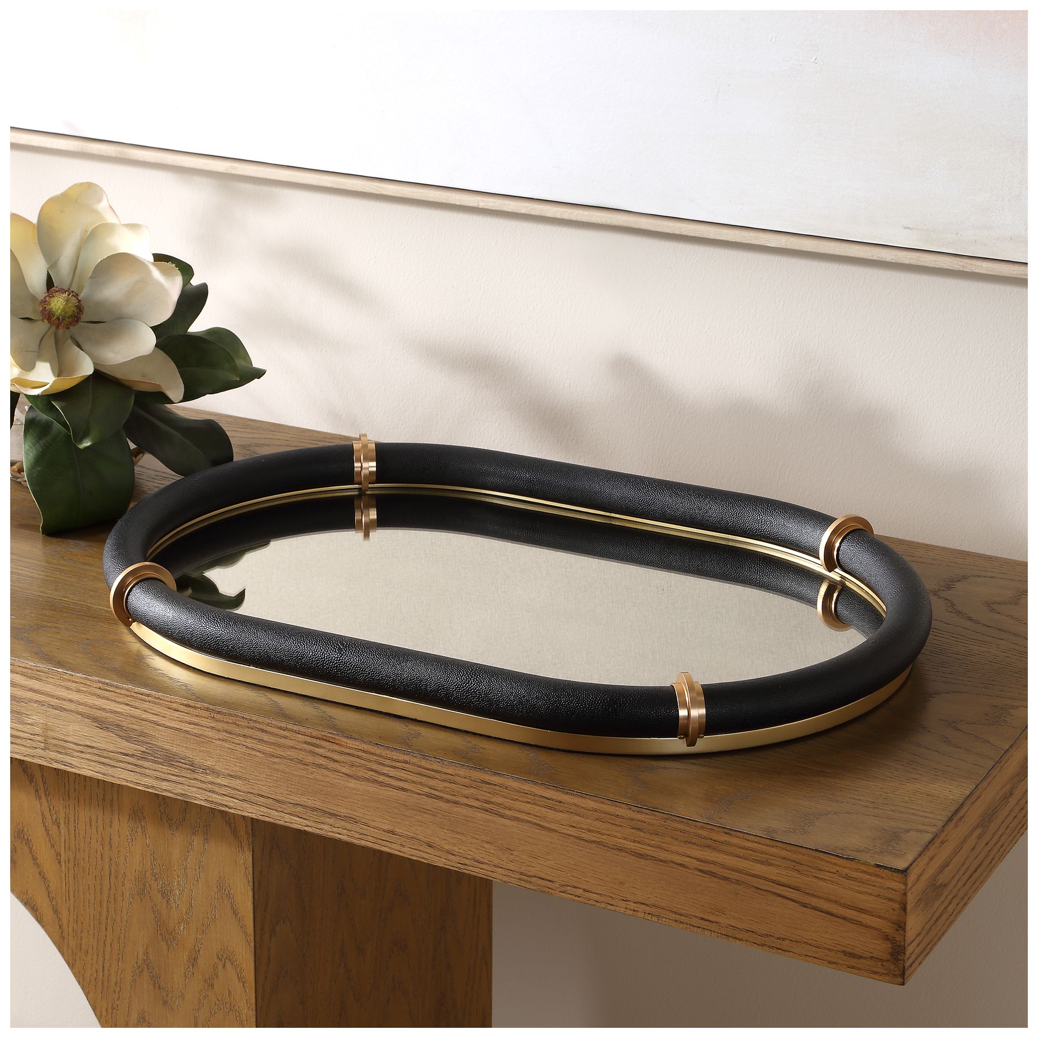 Image 3 Uttermost Cyprus Black with Brass Oval Tray more views
