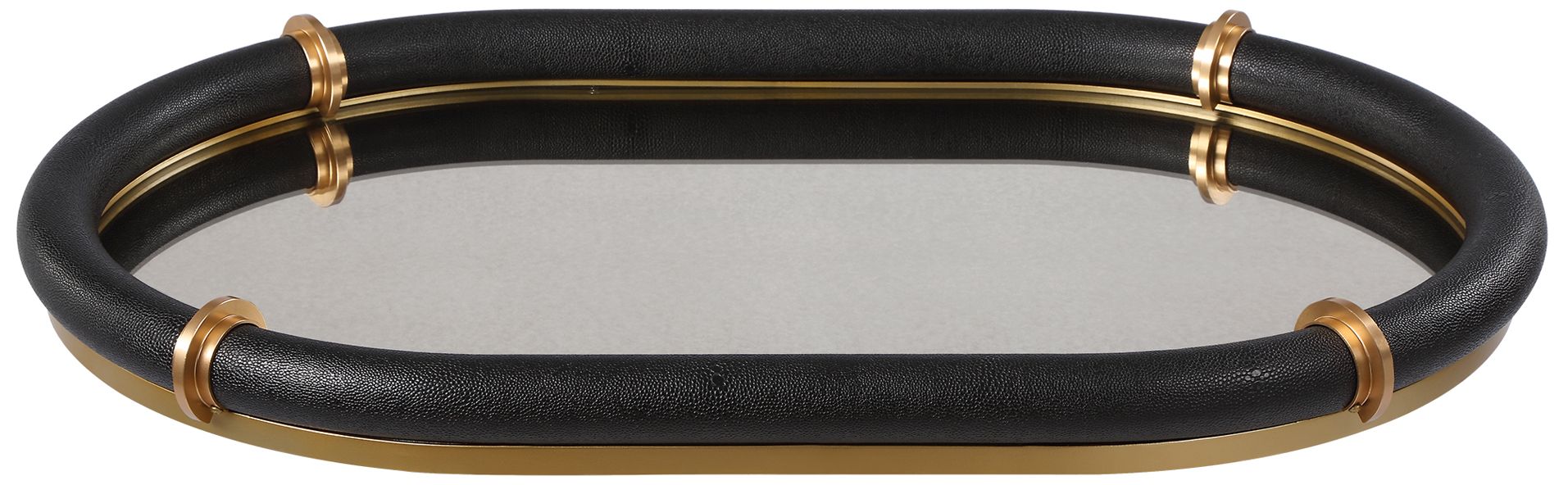 Image 4 Uttermost Cyprus Black with Brass Oval Tray more views