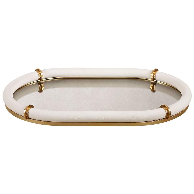 Image 2 Uttermost Cyprus White and Brass Oval Tray