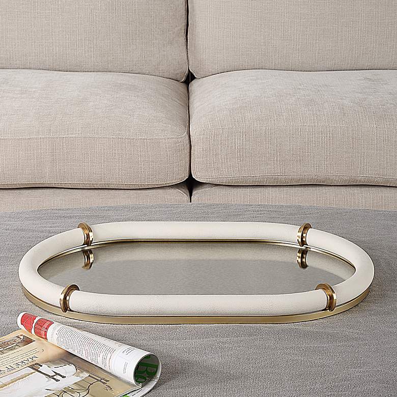 Image 1 Uttermost Cyprus White and Brass Oval Tray