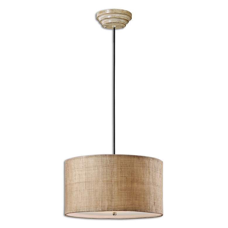 Image 2 Uttermost Dafina 22" Wide 3-Light Burlap Drum Pendant Light