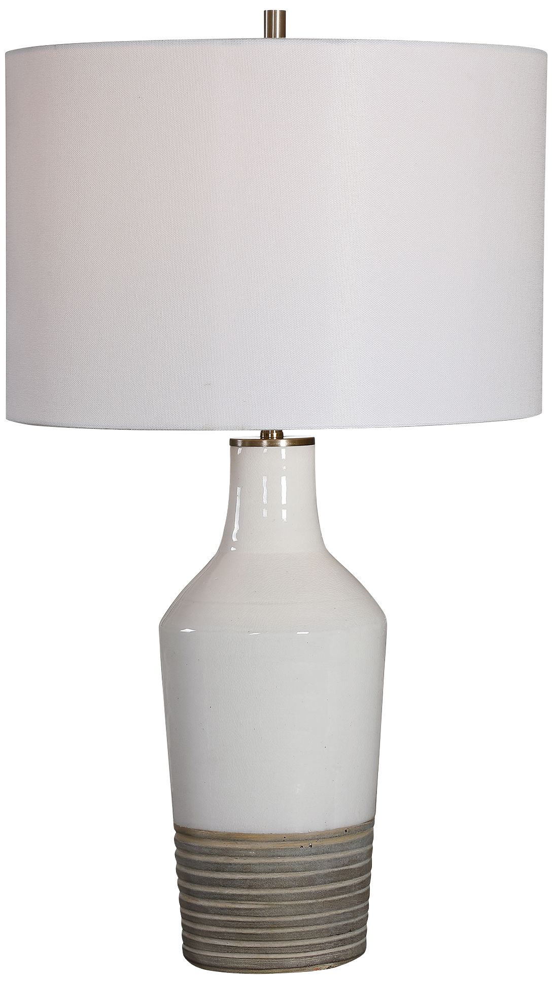 Uttermost Dakota White Crackle Glaze Ceramic Table Lamp - #87N19