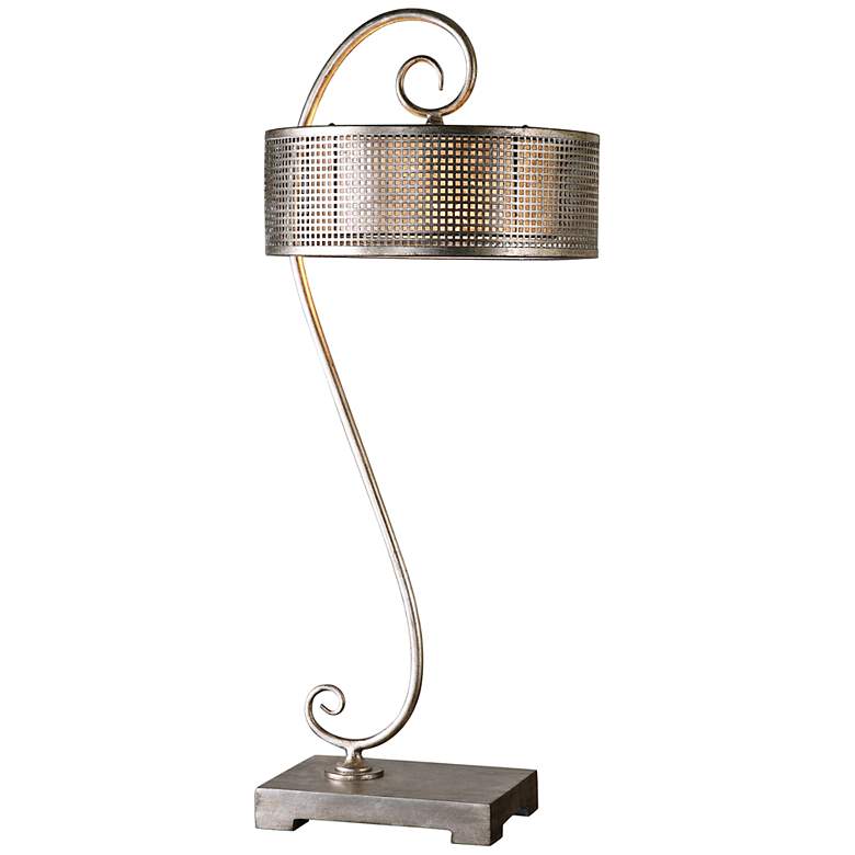 Image 1 Uttermost Dalou Scroll Silver Metal Table Lamp