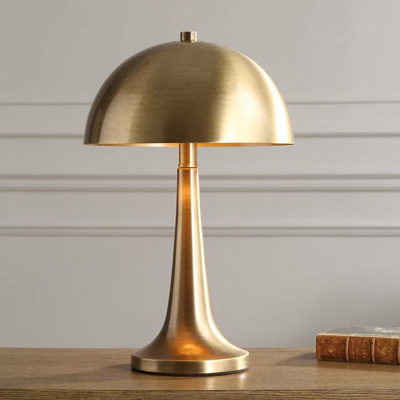Image 1 Uttermost Dame 16" High Antique Brass Dome Shade Accent Table Lamp