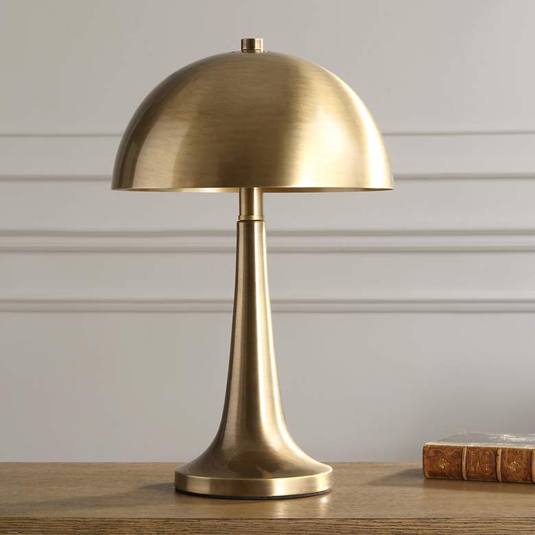 Image 3 Uttermost Dame 16" High Antique Brass Dome Shade Accent Table Lamp more views