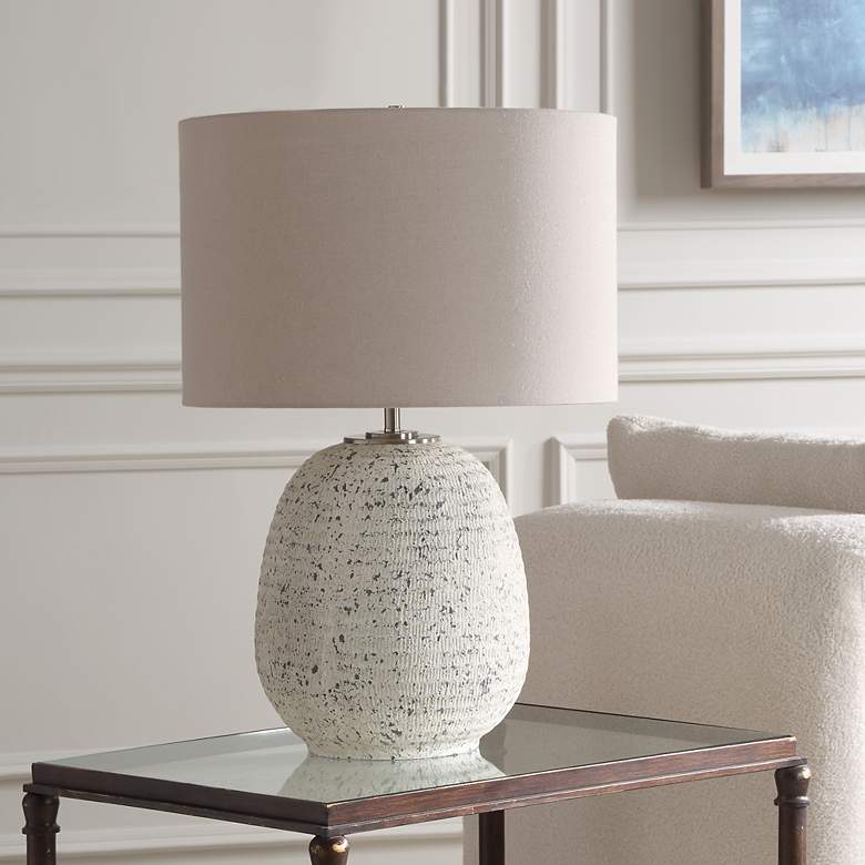 Image 4 Uttermost Danala Distressed Stone Ivory Ceramic Table Lamp more views