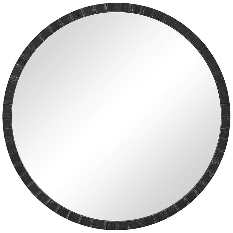Image 2 Uttermost Dandridge Matte Black 34" Round Wall Mirror
